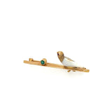 18ct Gold & Emerald, Mother of Pearl Bird Brooch