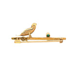 18ct Gold & Emerald, Mother of Pearl Bird Brooch