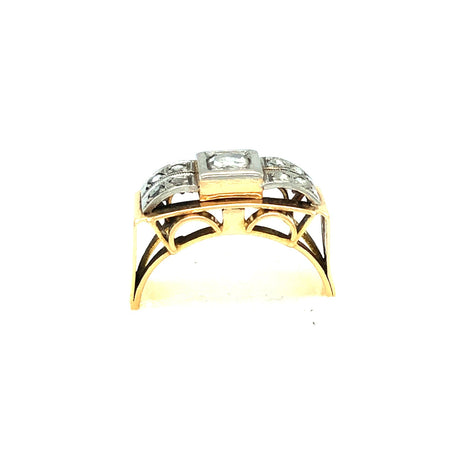 14k Gold Ring with Rose Cut Diamonds The Vintage Jewellery Company