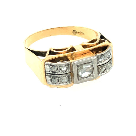 14k Gold Ring with Rose Cut Diamonds The Vintage Jewellery Company