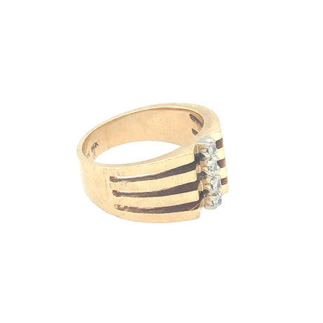 14k Gold and Diamond Modernist Ring The Vintage Jewellery Company