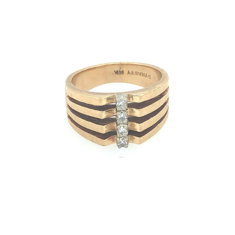 14k Gold and Diamond Modernist Ring The Vintage Jewellery Company