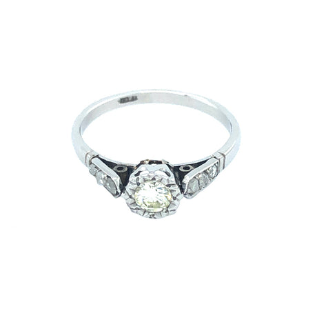 18k White Gold and Diamond Antique Ring The Vintage Jewellery Company