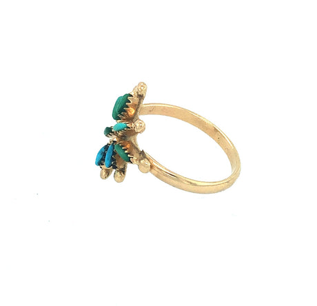 18k gold vintage ring  with a turquoise set star The Vintage Jewellery Company