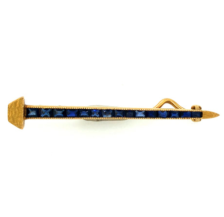 18k Gold & Sapphire Vintage Nail Brooch