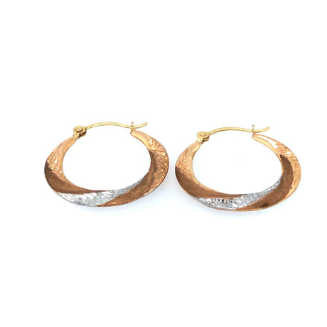 1940s Vintage 10K Tri-Coloured Gold Hoop Earrings The Vintage Jewellery Company