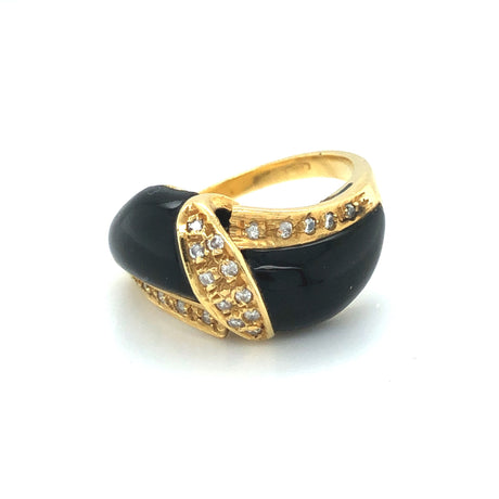 1950s Onyx and Diamond Ring The Vintage Jewellery Company