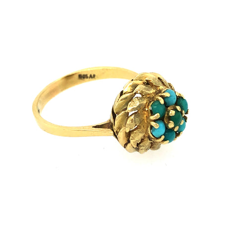 1960s Turquoise & Gold Cluster Ring