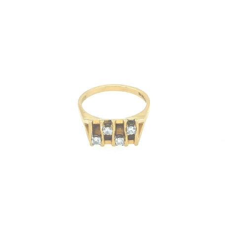 1970s 18k Gold Modernist Four Stone Diamond Ring The Vintage Jewellery Company