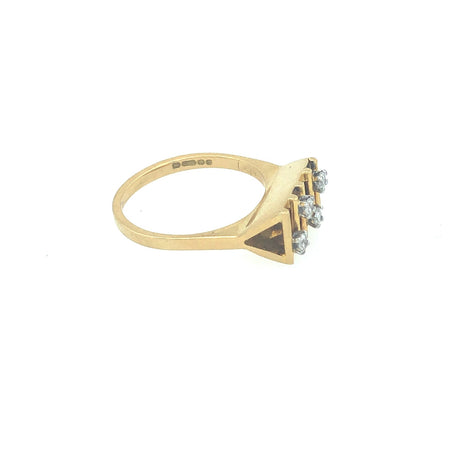 1970s 18k Gold Modernist Four Stone Diamond Ring The Vintage Jewellery Company