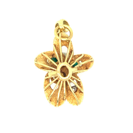 1970s 18ct Gold, Emerald and Diamond Abstract Pendant