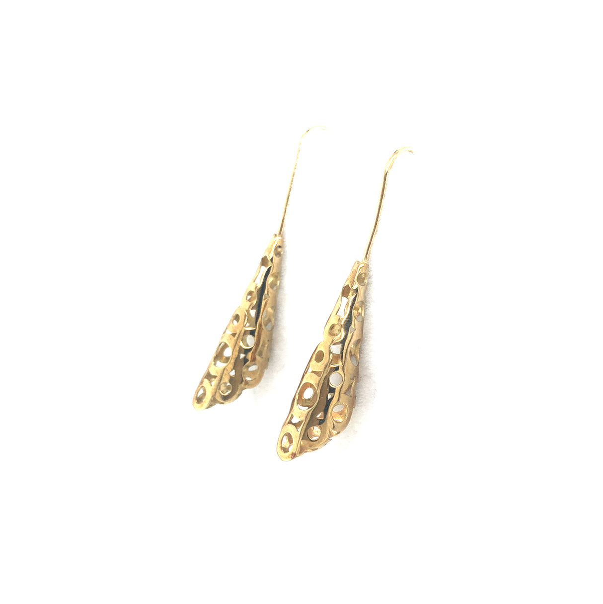 1980s perforated earrings gold