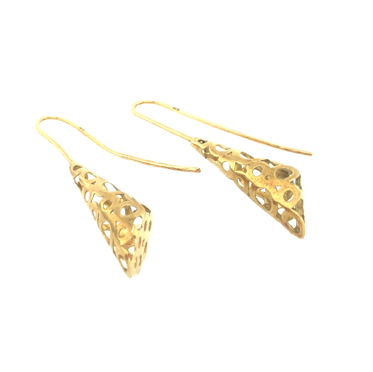 1980s perforated earrings gold