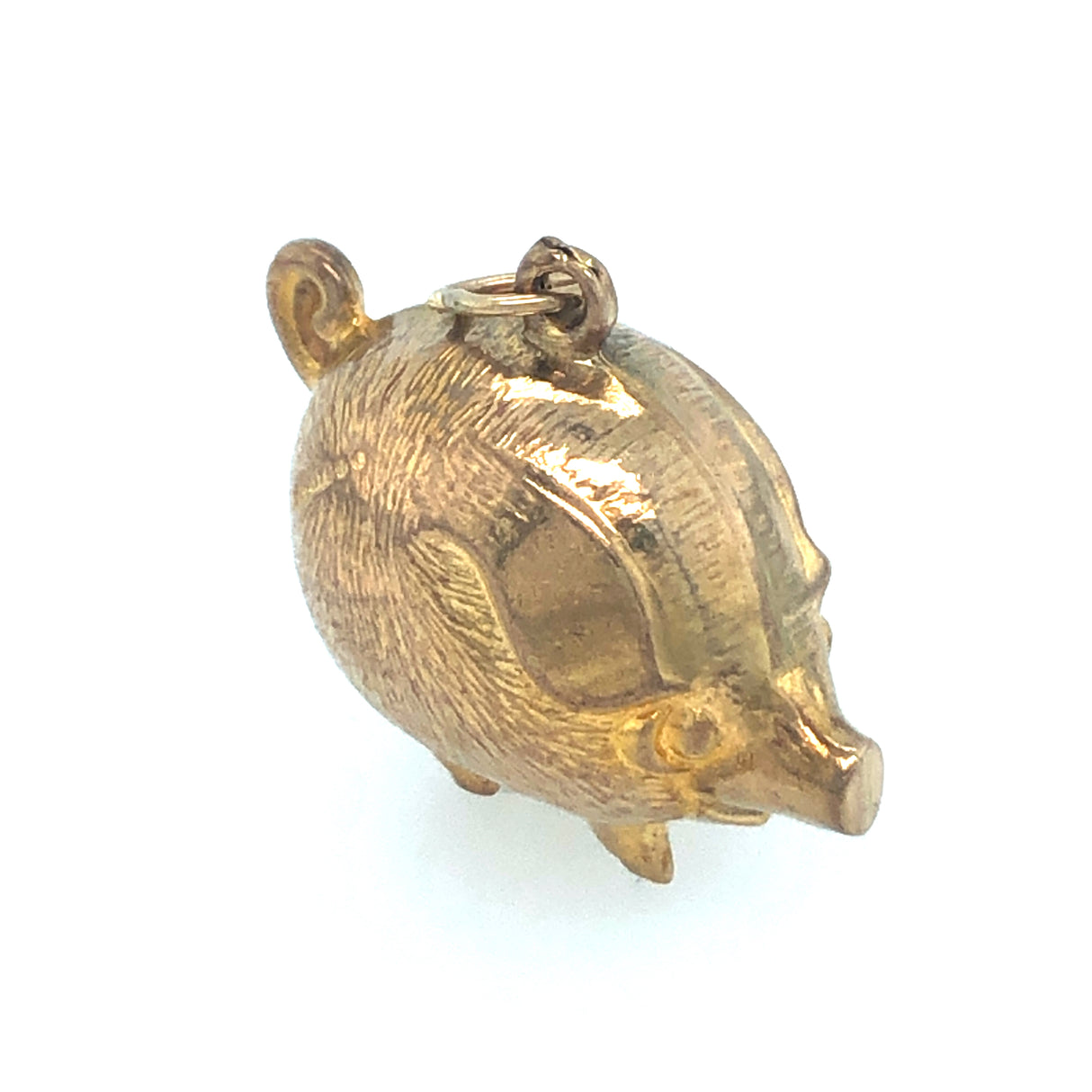 Vintage Mid-Century Gold Pig Charm Pendant