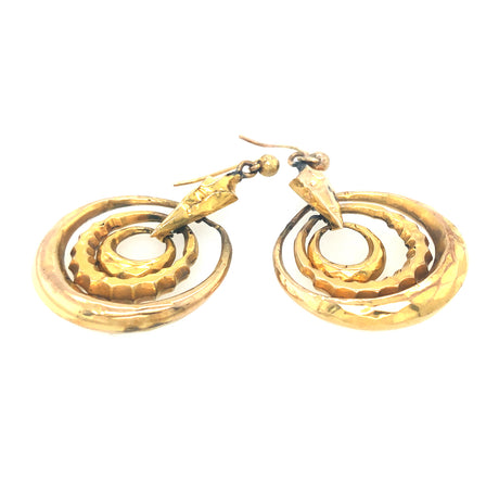 Antique Multi-Hoop Gold Drop Victorian Earrings