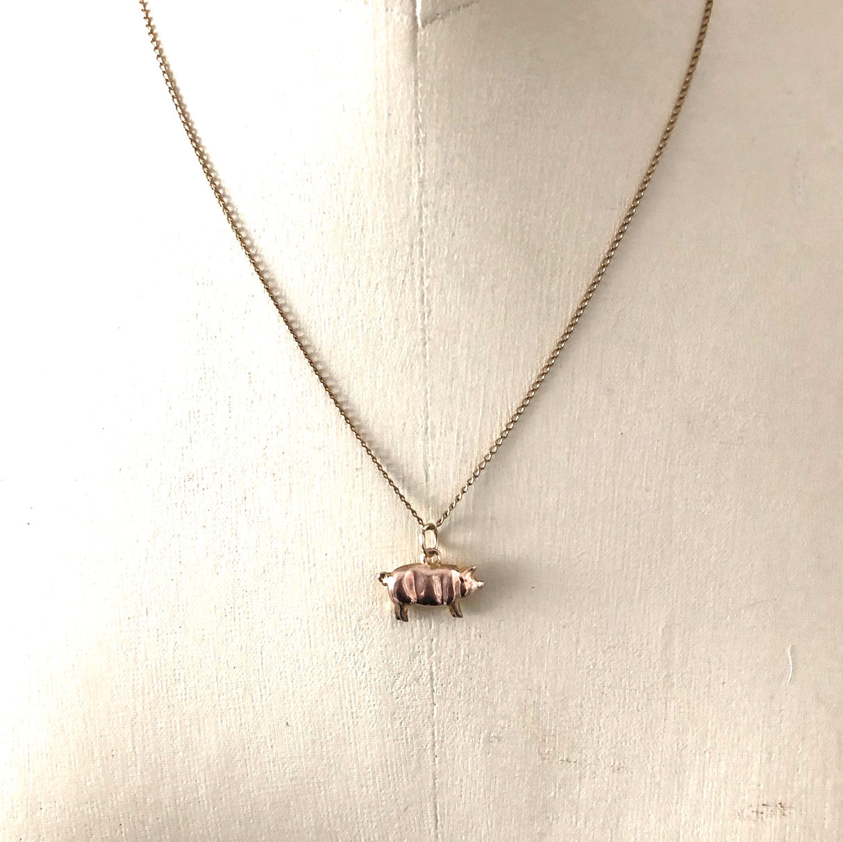 Rose Gold Antique Pig Charm Pendant