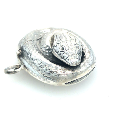 Antique Silver Snake Vesta Case