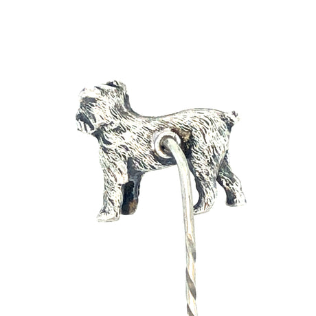 Edwardian Silver Dog  Stick Pin / Tie Pin