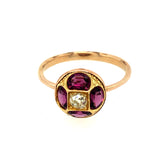 Antique Diamond & Garnet Domed Ring