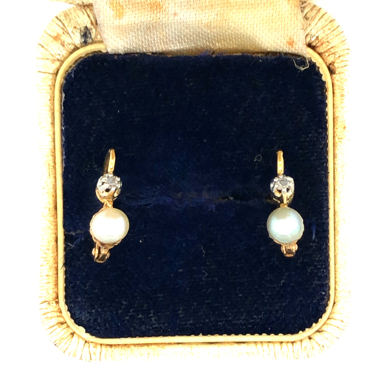 18k Gold, Pearl and Diamond Dormeuse Earrings