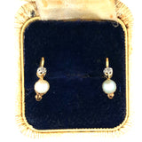 18k Gold, Pearl and Diamond Dormeuse Earrings