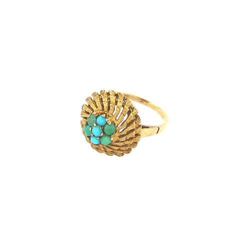 Mid 20th Century Turquoise & Gold Cluster Ring The Vintage Jewellery Company