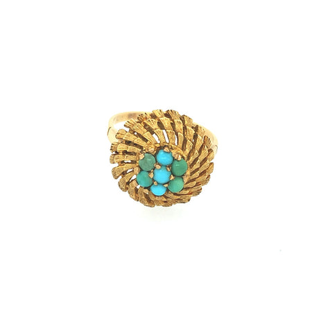 Mid 20th Century Turquoise & Gold Cluster Ring The Vintage Jewellery Company