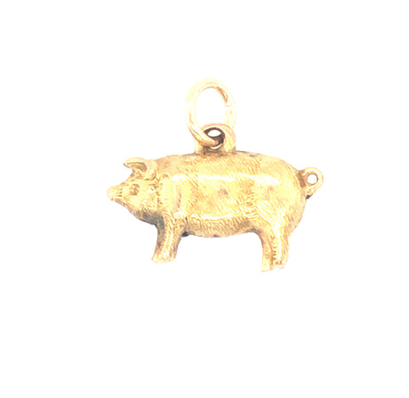 Victorian 9ct Gold Pig Charm Antique Pendant