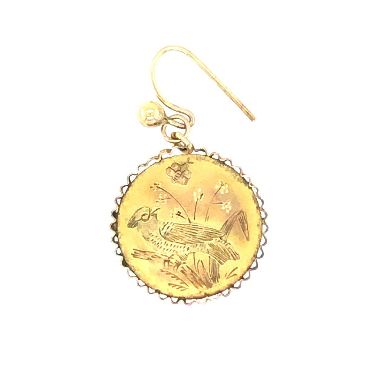 Victorian Gold Engraved Bird Earrings