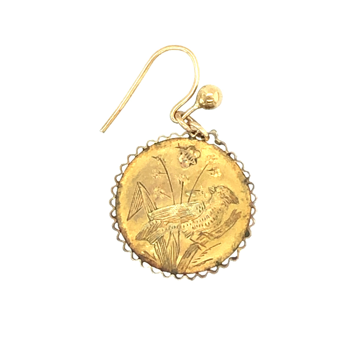 Victorian Gold Engraved Bird Earrings