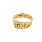 Victorian Gold Engraved Ring with Central Diamond