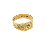 Victorian Gold Engraved Ring with Central Diamond