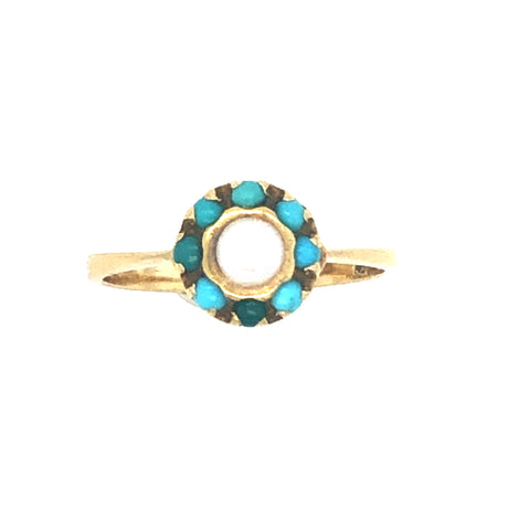 Victorian Pearl & Turquoise Gold Ring