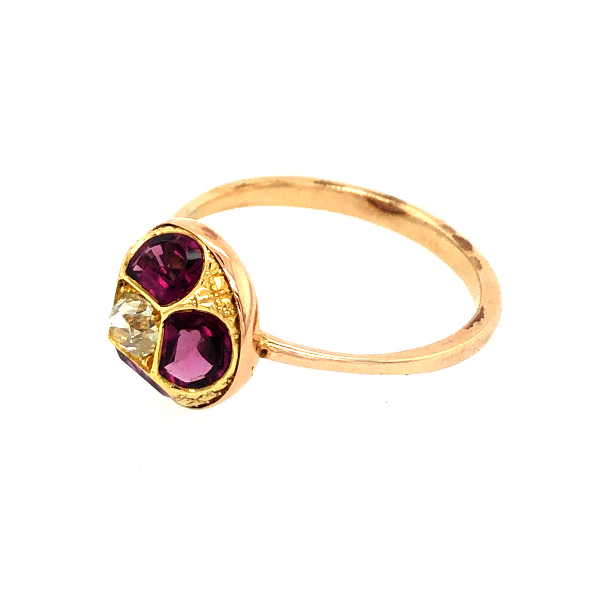 Antique Diamond & Garnet Domed Ring