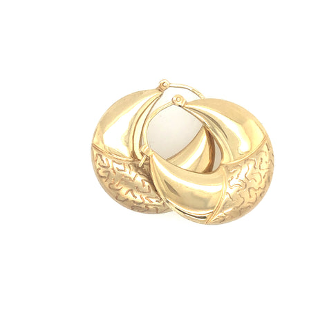 1990s 9ct Gold Ridged Hoop Earrings