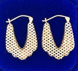 1970s 9ct Gold Woven Effect Vintage Hoop Earrings