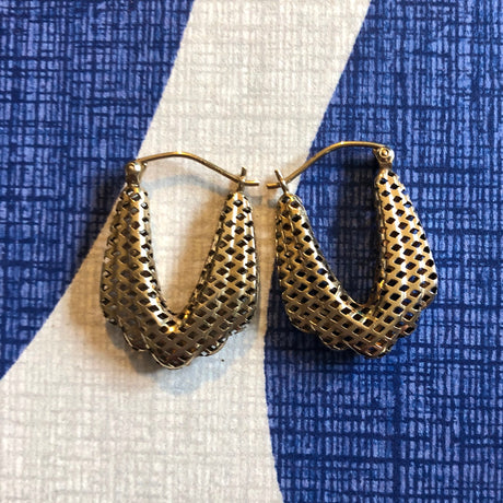 1970s 9ct Gold Woven Effect Vintage Hoop Earrings